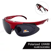 【SUNS】上翻式墨鏡 Polarized運動太陽眼鏡 可配度數 頂規強化偏光鏡片 抗UV400 紅框灰片