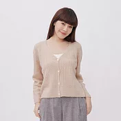 好我_Teddy V領開襟挑花軟柔針織衫 奶茶