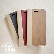 【CHIUCHIU】Apple iPhone 15 Plus (6.7吋)時尚木紋側掀式可插卡保護皮套 (酷黑色)