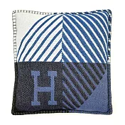 Hermes 愛馬仕 H Diagonale手工編織喀什米爾抱枕(43cm) 海洋藍