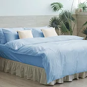 【麗塔寢飾】60支紗精梳棉 雙人床包薄被套四件組 Magic colors 水藍