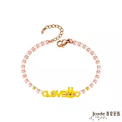 J’code真愛密碼金飾 卡娜赫拉的小動物-LOVE粉紅兔兔黃金/琉璃手鍊