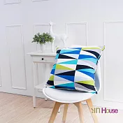 IN-HOUSE-簡約系列抱枕-放射三角-藍(50x50cm)/1入