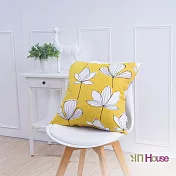 IN-HOUSE-簡約系列抱枕-手繪花紋-黃(50x50cm)/1入