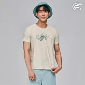 ADISI 男浪花洞洞短袖圓領透氣圖T AL2311011 (S-2XL)｜輕量 吸濕排汗 快乾 透氣網洞 彈性柔軟 排汗衣 L 燕麥奶