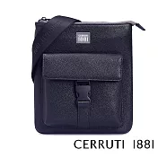 【Cerruti 1881】限量2折 義大利頂級小牛皮側背包肩背包 全新專櫃展示品(深藍色 CEBO05342M)