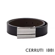 【Cerruti 1881】限量3折 義大利頂級小牛皮皮帶 全新專櫃展示品 CECU05493M(黑色 附送禮提袋)