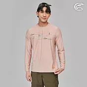 ADISI 男浪花洞洞長袖圓領透氣圖T AL2311014 (S-2XL)｜輕量 吸濕排汗 快乾 透氣網洞 彈性柔軟 排汗衣 M 豆沙粉