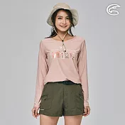 ADISI 女浪花洞洞長袖圓領透氣圖T AL2311017 (S-2XL)｜輕量 吸濕排汗 快乾 透氣網洞 彈性柔軟 排汗衣 L 豆沙粉