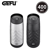 買1送1【GEFU】德國品牌按壓式不鏽鋼真空保溫杯-400ml(黑色+銀色)(原廠總代理)