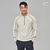 ADISI 男SUNCOOL抑菌半門襟長袖排汗衣(接袖) AL2311029 (M-2XL)｜防曬 抗UV 抗菌 除臭 吸濕排汗 快乾 彈性 M 燕麥奶