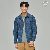 ADISI 男N66四面彈透氣速乾長袖格紋襯衫AL2311066 (M-2XL)｜防曬 抗UV 排汗 快乾 彈性 四向彈 L 蔚藍格