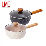 【LMG】錘紋不沾雪平鍋(附蓋)-20cm-手把/珠頭新升級 象牙白