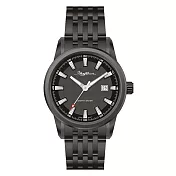 RHYTHM 麗聲 時尚商務簡約款不鏽鋼光動能手錶-ES1403 黑框黑底