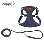 puppytie M 純色 海軍藍 寵物胸背帶+牽繩 | 狗狗胸背 狗牽繩 貓胸背 貓牽繩 防暴衝胸背帶