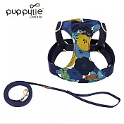 puppytie S 花貓胸 藍 寵物胸背帶+牽繩 | 貓咪胸背 貓牽繩 防掙脫貓胸背