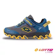【LOTTO 義大利】童鞋 冒險王 2.0 防潑水越野跑鞋- 22cm 灰藍/銘黃