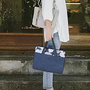 【BUWU 布物設計】筆電包 墨藍圓葉