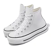 Converse 休閒鞋 Chuck Taylor All Star Lift HI 女鞋 白 黑 厚底 皮革 561676C 25.5cm WHITE