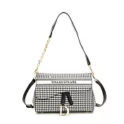 JSN - 莎士比亞貴族千鳥紋系列時尚馬鞍磁扣包-共2色 黑色