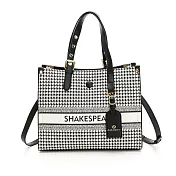 JSN - 莎士比亞貴族千鳥紋系列百搭奢華大容量手提單肩斜背大方包-共2色 黑色