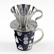 Kalita 馬克杯(咖啡杯、水杯)300ml+MILA 不鏽鋼咖啡濾杯(1-2cup)組合 深藍