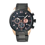 Roven Dino羅梵迪諾 頂尖對決時尚腕錶-黑x玫瑰金