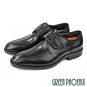 【GREEN PHOENIX】男 皮鞋 紳士鞋 商務鞋 全真皮 沾黏式 EU40 黑色