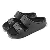 Crocs 涼拖鞋 Classic Cozzzy Sandal 男鞋 女鞋 黑 全黑 內裡絨毛 卡駱馳 207446060 24cm BLACK/BLCAK