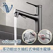 Viita 多功能出水抽拉式冷熱伸縮水龍頭+60cm水管 槍灰色