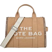 MARC JACOBS JACQUARD SMALL TOTE字母刺繡滾邊帆布兩用托特包-小/ 駝