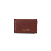 【Crocodile】鱷魚皮件 名片磁釦盒 1卡片 義大利植鞣皮 Naturale系列-0103-11017 咖啡色