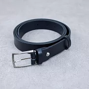 Be Two 手工皮件 ∣ 皮帶 真皮牛皮 細版 30mm 男款 女款 臺灣製作 M 【黑色牛皮+銀方型皮帶頭】