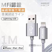 臺灣三洋 MFi原廠認證線 Lightning USB iPhone金屬編織傳輸充電線(100cm)