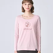 【荒野wildland】女輕能量纖維大圓領印花保暖衣0B12663-138 S 摩曼粉