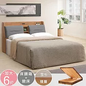 Homelike 喜家居雙人加大6尺附插座掀床組(積層木色)(2350) 積層木色