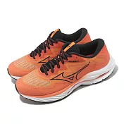 Mizuno 慢跑鞋 Wave Rider 27 SSW 男鞋 橘 黑 波浪片 避震 針織鞋面 運動鞋 美津濃 J1GC2375-54