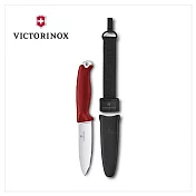 VICTORINOX 瑞士維氏 VENTURE 戶外專業直刀+磨刀棒 組合 3.0902/3.0902.3/3.0902.4+4.3323 紅刀+磨刀棒