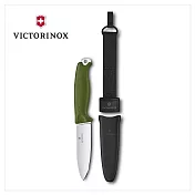 VICTORINOX 瑞士維氏 VENTURE 戶外專業直刀+磨刀棒 組合 3.0902/3.0902.3/3.0902.4+4.3323 綠刀+磨刀棒
