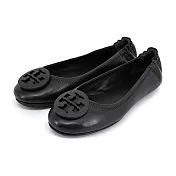 TORY BURCH MINNIE TRAVEL黑盾LOGO芭蕾舞平底鞋- US7.5 黑色