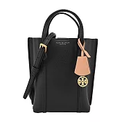 TORY BURCH PERRY荔枝紋雙層手提/斜背兩用包-迷你/ 黑