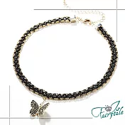 【伊飾童話】黑晶串珠＊性感水鑽蝴蝶短頸鍊