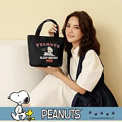 SNOOPY x Kiiwi O! 聯名款．日系刺繡休閒帆布每日手袋 SLEEP  黑色
