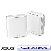 ASUS 華碩 ZenWiFi XD6S 二入組 AX5400 雙頻WiFi 6全屋網狀WiFi路由器 白色