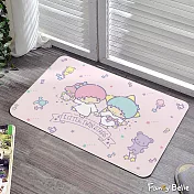 義大利Fancy Belle《Sanrio-雙星仙子開心音符》抗菌可水洗軟式珪藻土強效吸水地墊 60*39CM+大容量洗衣袋1入(超值組合)