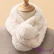 【Decoy】軟軟毛球＊保暖仿兔毛絨交叉脖圍圍巾/ 杏