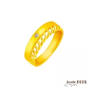 J’code真愛密碼金飾 浪漫朵朵黃金/水晶男戒指