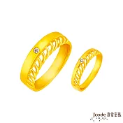 J’code真愛密碼金飾 浪漫朵朵黃金成對戒指
