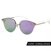 【SUNS】時尚眉架框太陽眼鏡 復古半框墨鏡 高質感金屬框 抗UV400 S809 紫水銀
