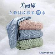 【MORINO摩力諾】美國棉立體斜紋吸水速乾極柔浴巾 灰藍